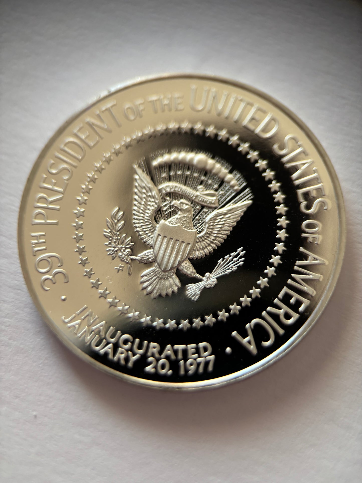 0.999 FINE SILVER Jimmy Carter Inauguration January 20th 1977 President Silver Coin