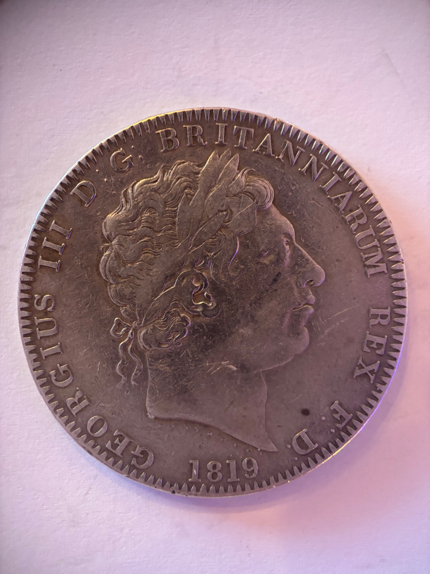 UK Crown 1819-LIX, King George III, 0.925 Silver, VF35 Grade, Brilliant Condition
