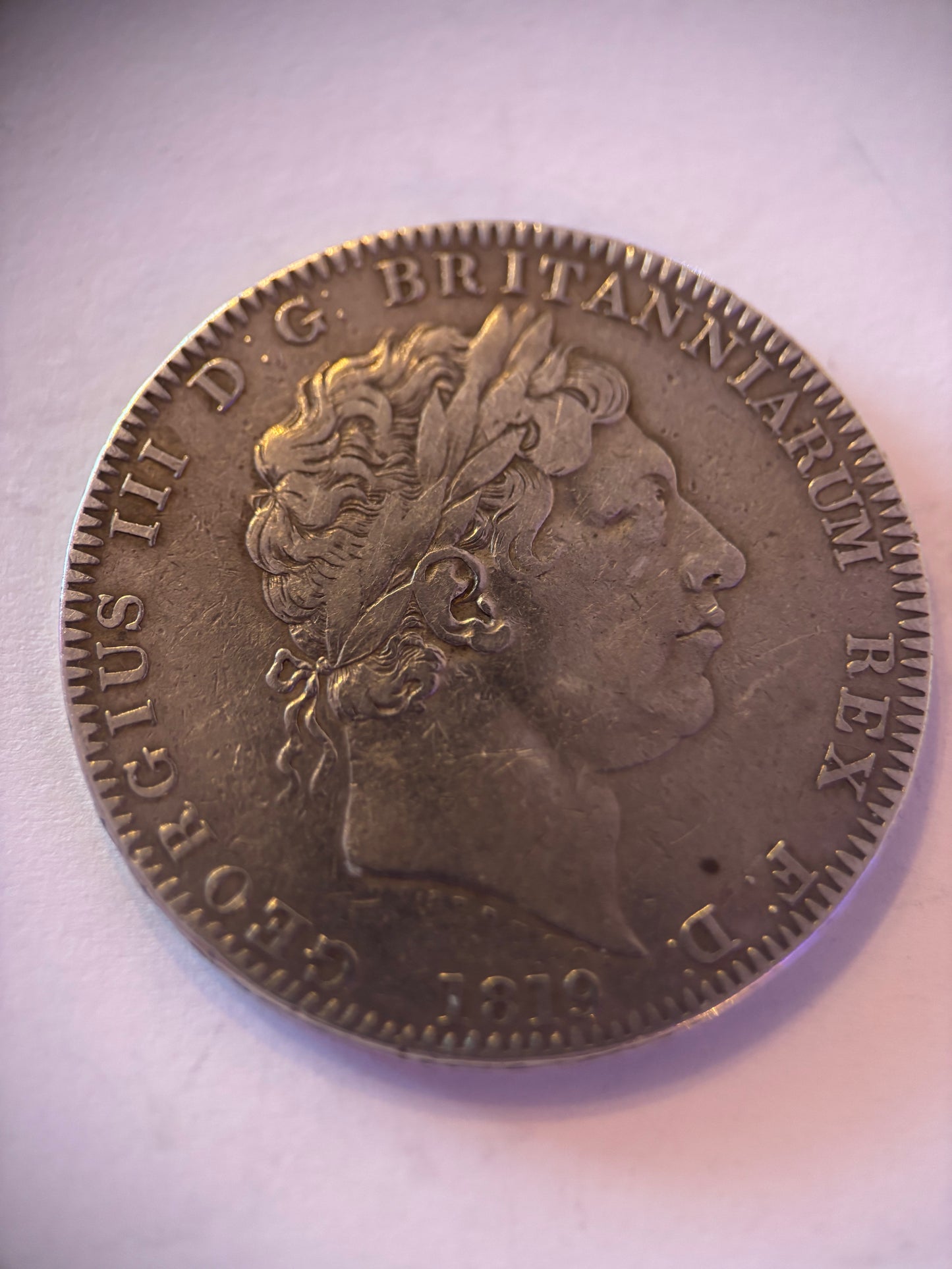 UK Crown 1819-LIX, King George III, 0.925 Silver, VF35 Grade, Brilliant Condition
