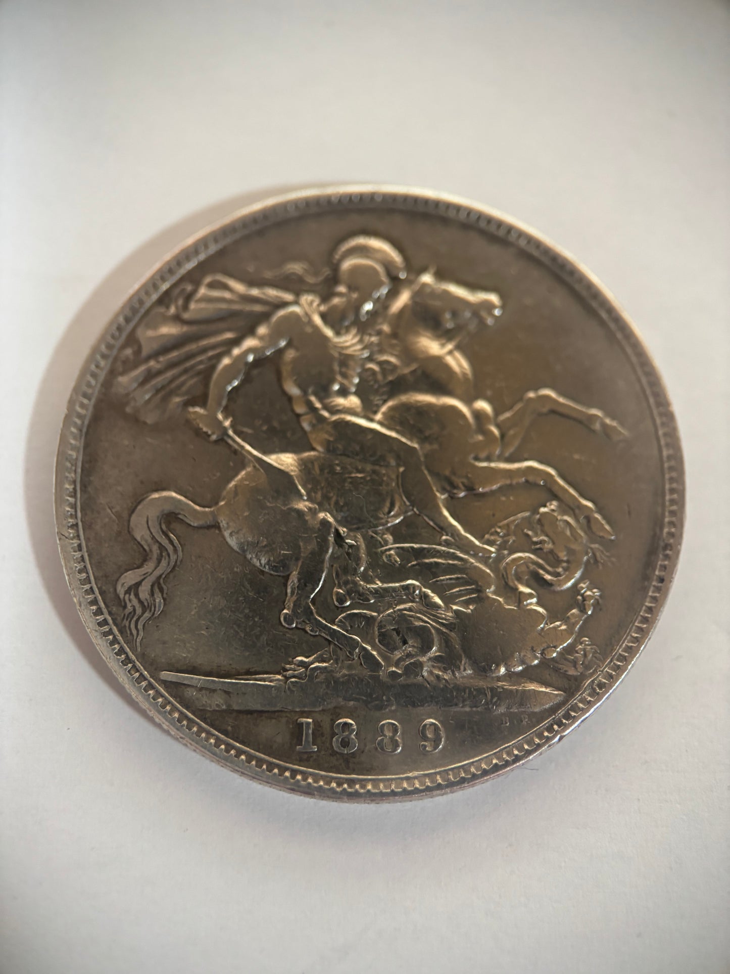 UK CROWN, 1889 QUEEN VICTORIA, 0.925 SILVER, VF35 GRADE, NICE CLEAN COIN