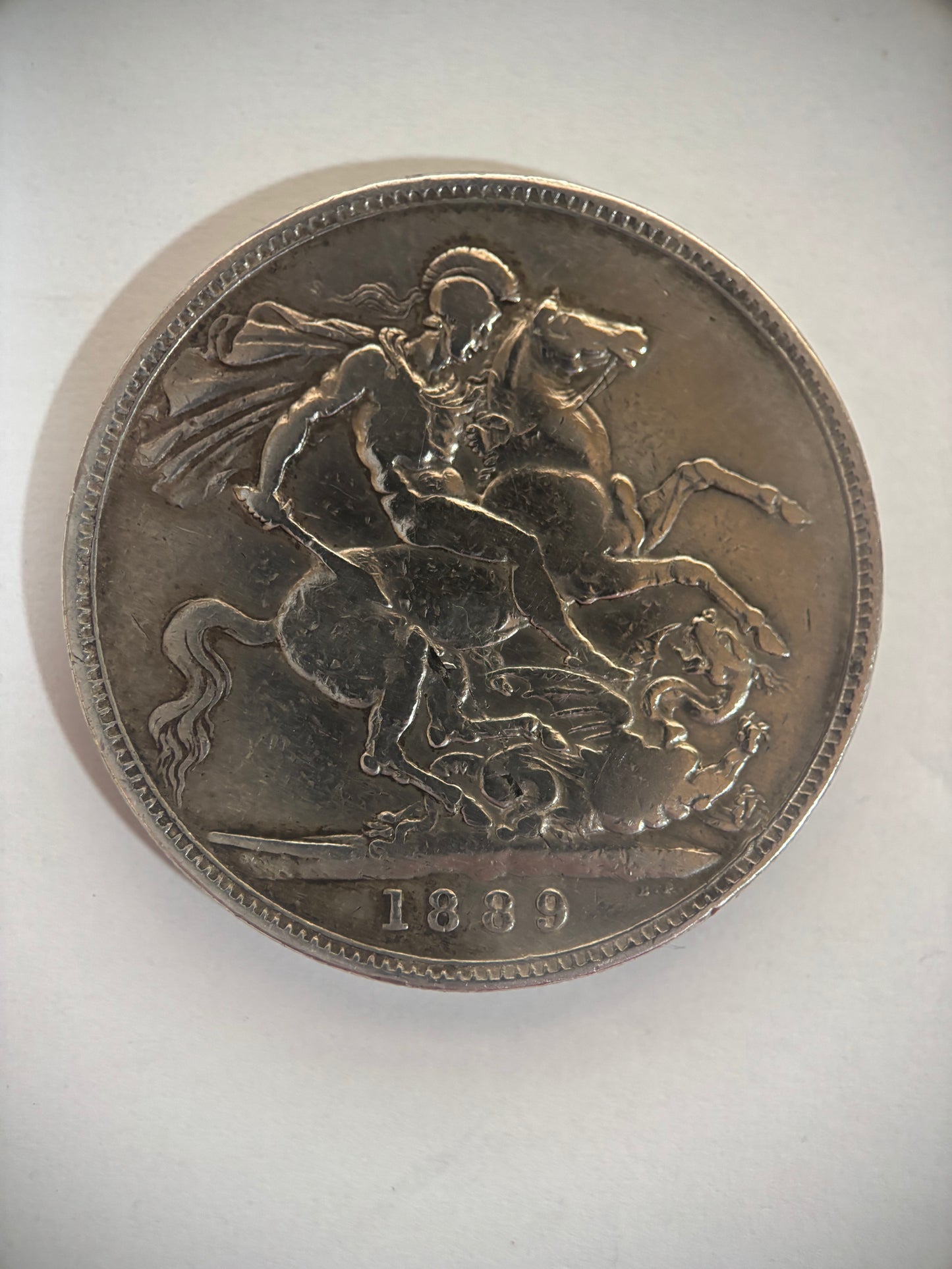UK CROWN, 1889 QUEEN VICTORIA, 0.925 SILVER, VF35 GRADE, NICE CLEAN COIN
