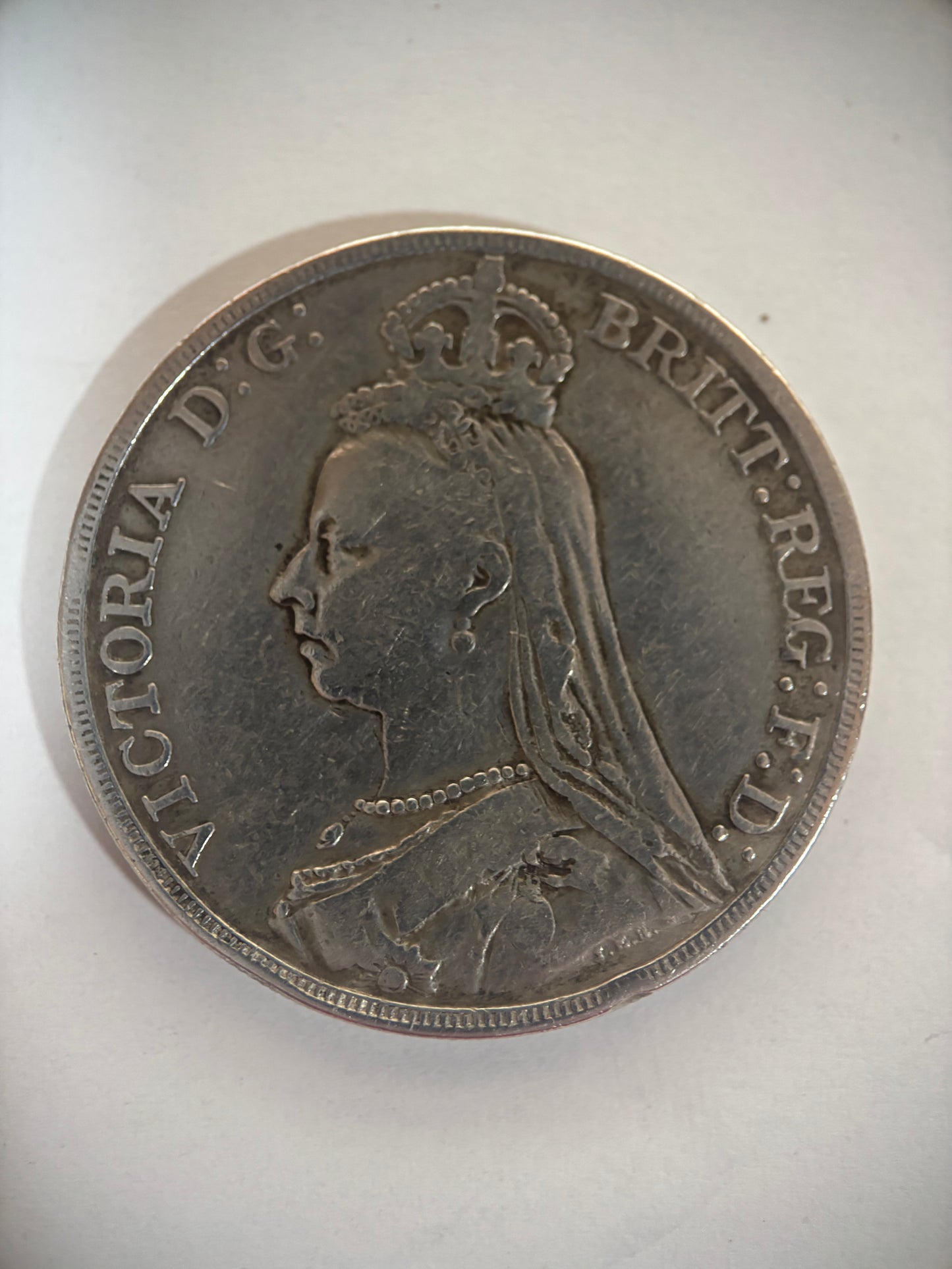 UK CROWN, 1889 QUEEN VICTORIA, 0.925 SILVER, VF35 GRADE, NICE CLEAN COIN