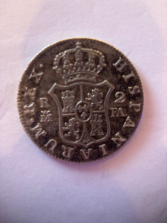 SPAIN 2 REALS 1800-M_FA, CARLOS IIII, 0.812 SILVER, XF45 GRADE
