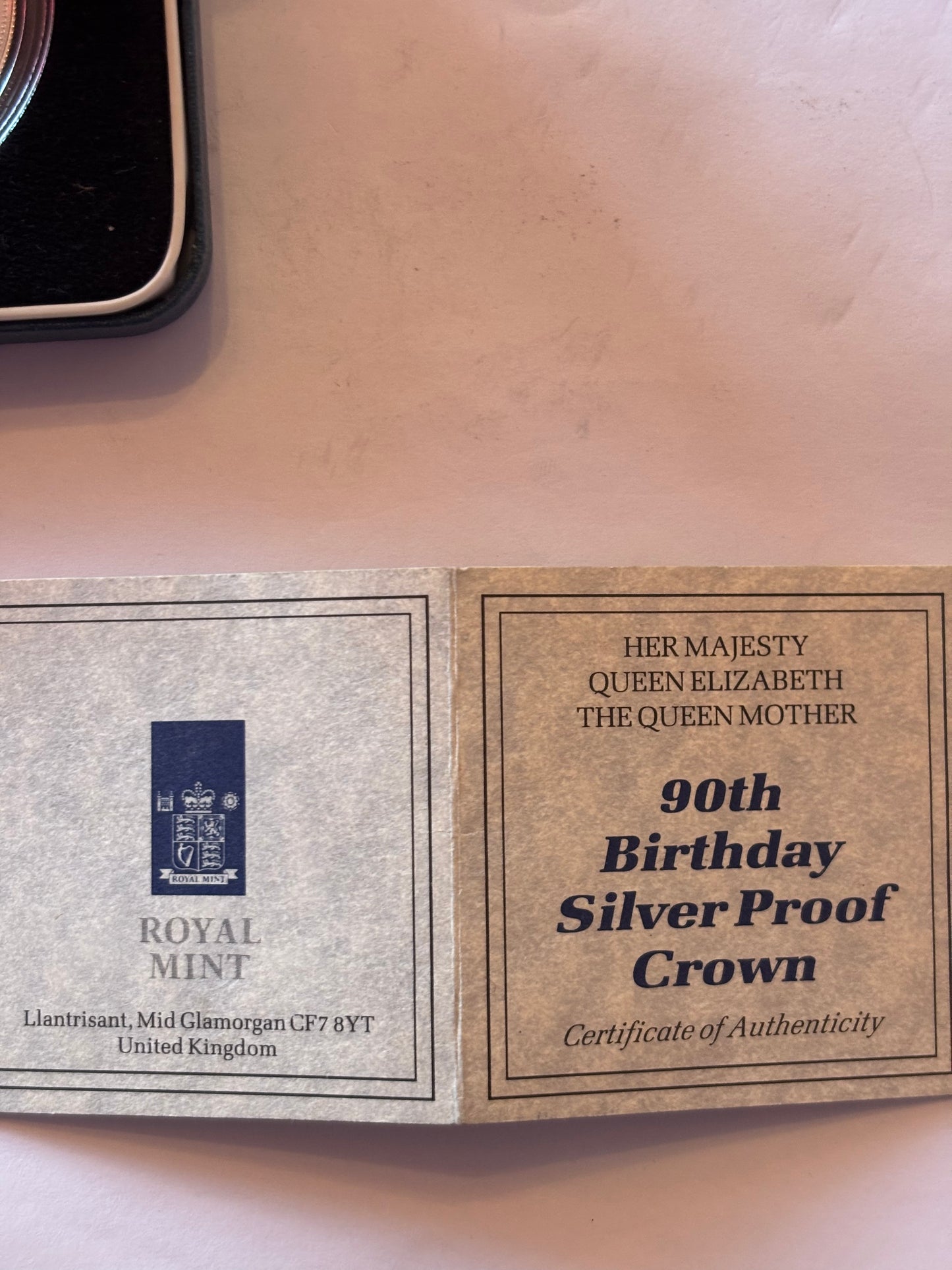 UK 1990 90TH BIRTHDAY SILVER PROOF COIN, THE QUEEN MOTHER, 0.925 SILVER, MINT CONDITION