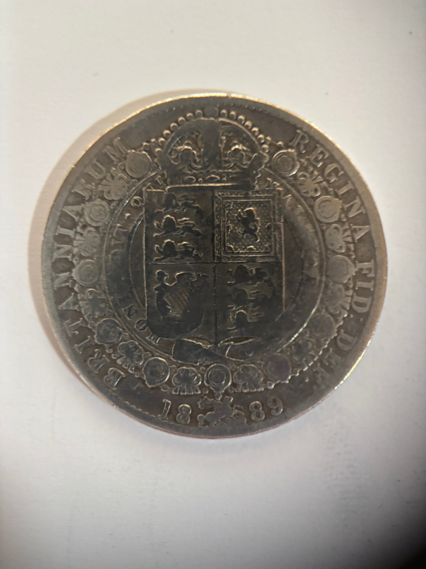 UK 1889 1/2 CROWN, QUEEN VICTORIA, 0.925 SILVER, JUBILEE HEAD, 13.58Grams, AVERAGE GOOD GRADE, PROOF COIN