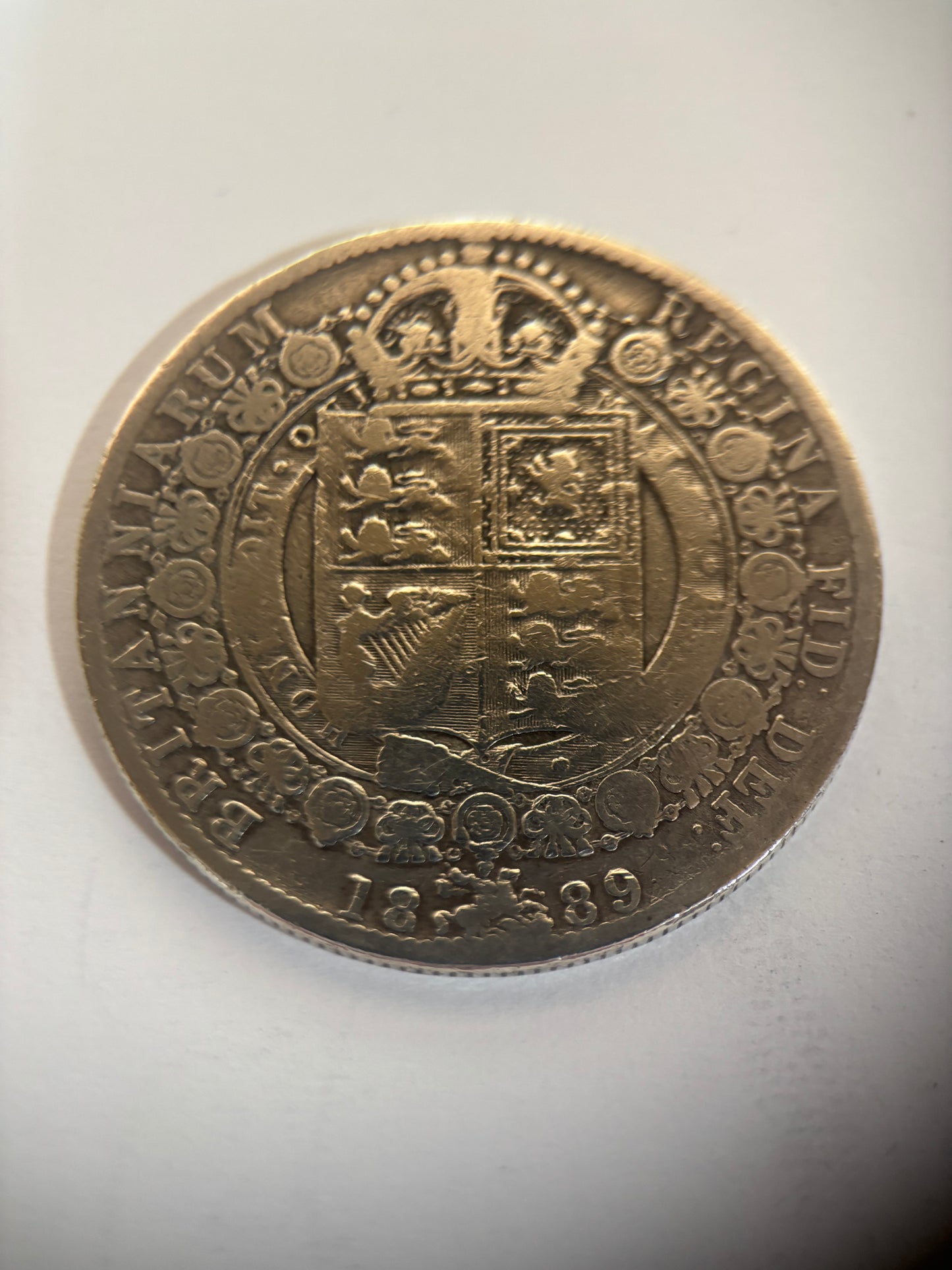 UK 1889 1/2 CROWN, QUEEN VICTORIA, 0.925 SILVER, JUBILEE HEAD, 13.58Grams, AVERAGE GOOD GRADE, PROOF COIN