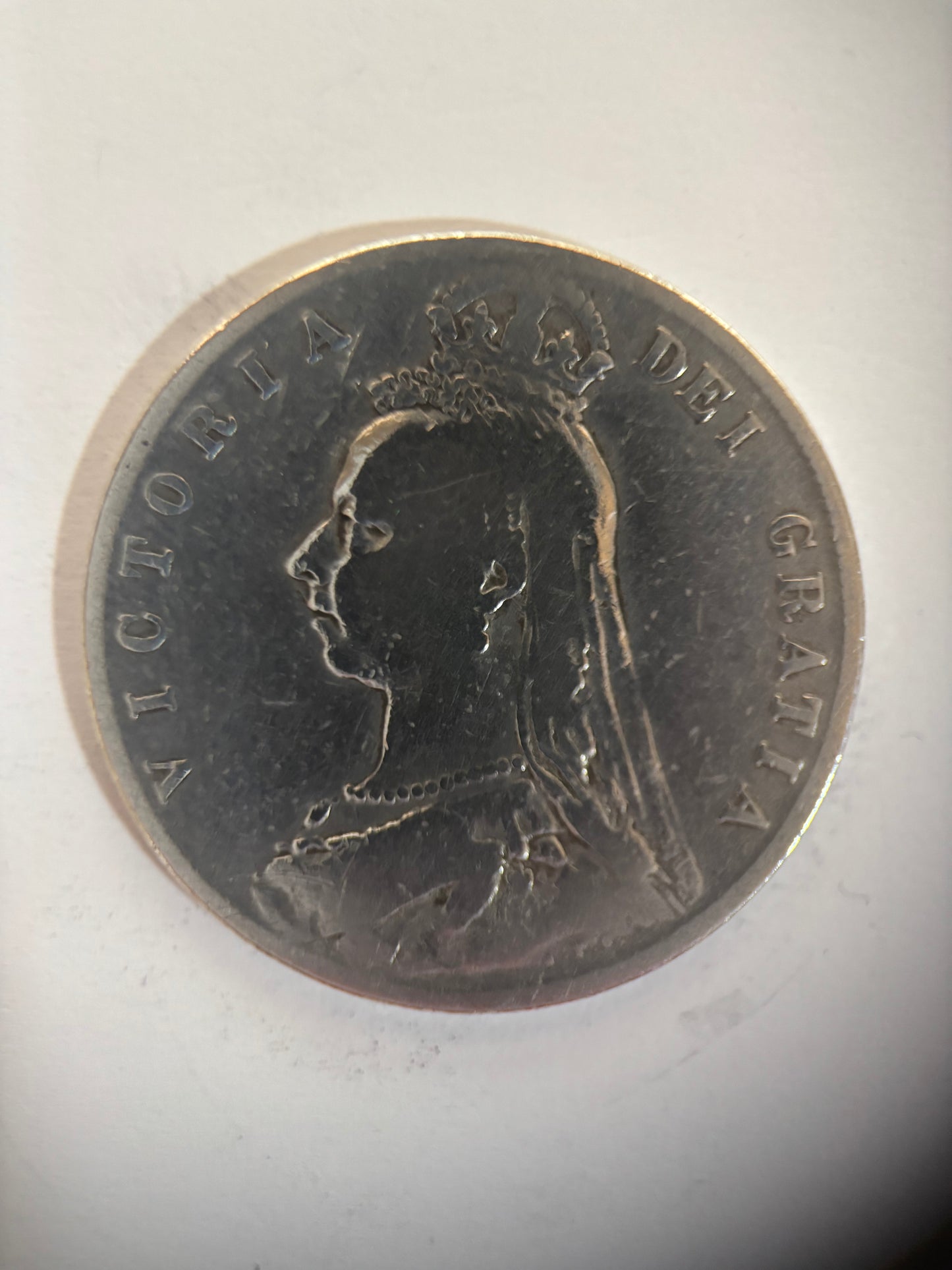 UK 1889 1/2 CROWN, QUEEN VICTORIA, 0.925 SILVER, JUBILEE HEAD, 13.58Grams, AVERAGE GOOD GRADE, PROOF COIN