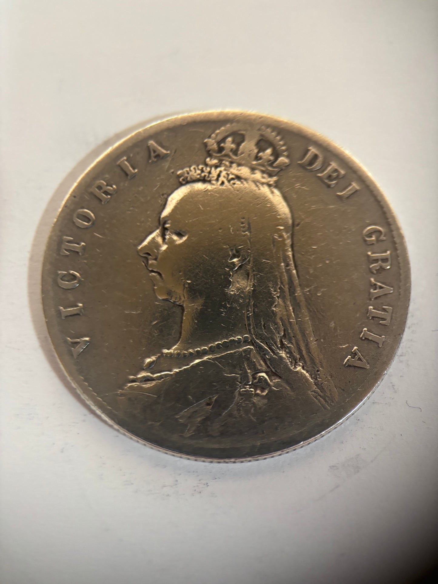 UK 1889 1/2 CROWN, QUEEN VICTORIA, 0.925 SILVER, JUBILEE HEAD, 13.58Grams, AVERAGE GOOD GRADE, PROOF COIN
