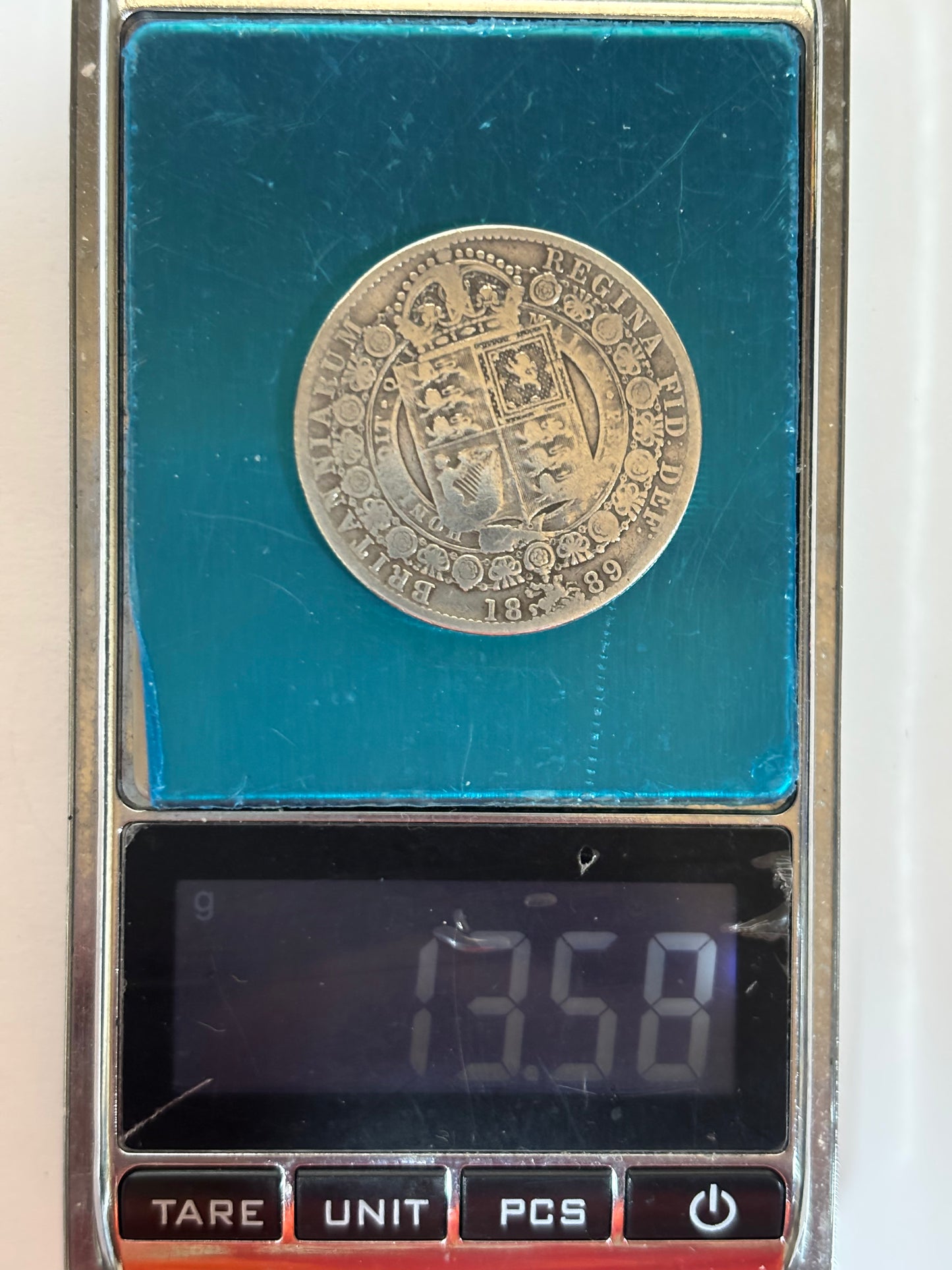 UK 1889 1/2 CROWN, QUEEN VICTORIA, 0.925 SILVER, JUBILEE HEAD, 13.58Grams, AVERAGE GOOD GRADE, PROOF COIN