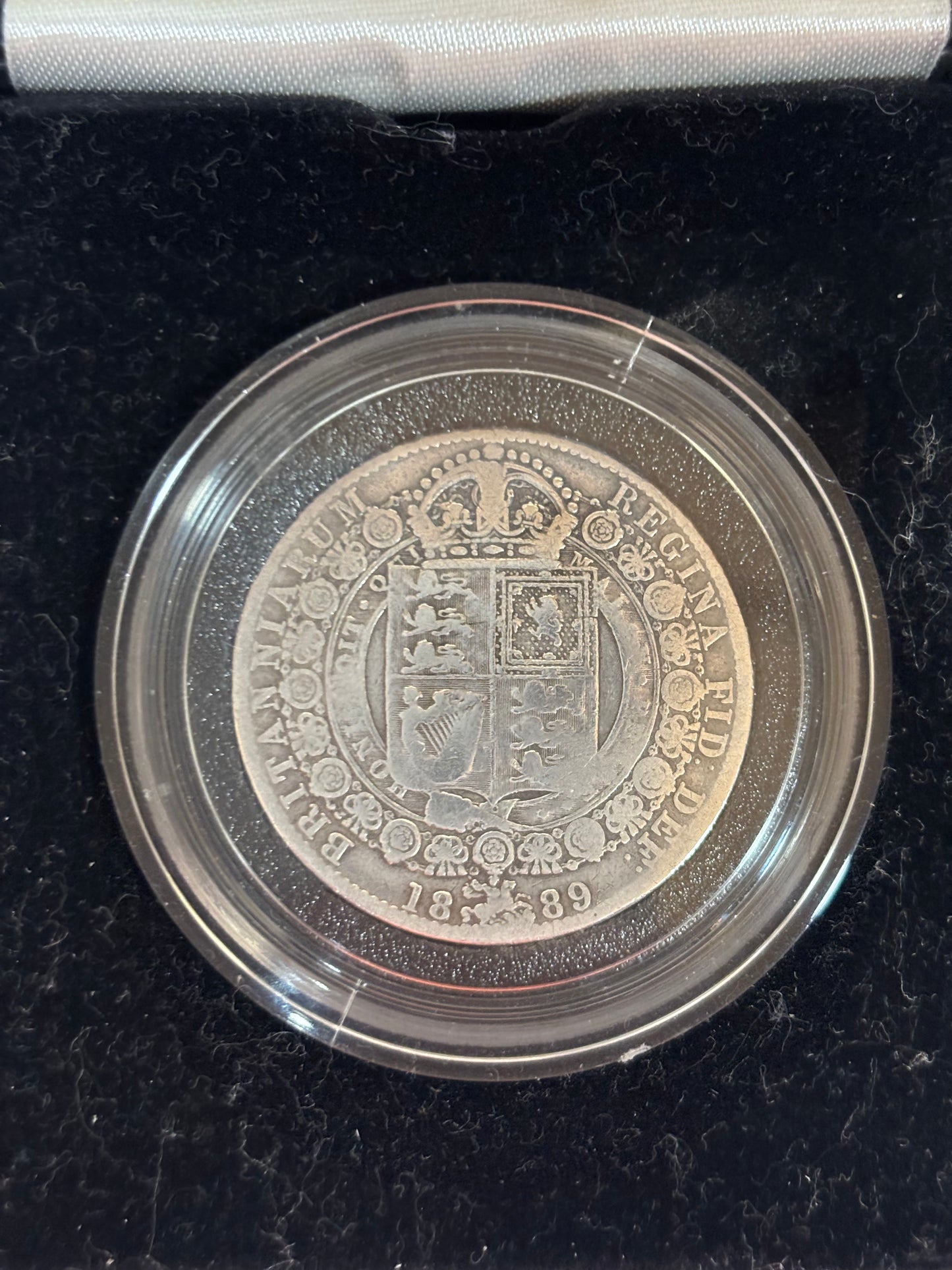 UK 1889 1/2 CROWN, QUEEN VICTORIA, 0.925 SILVER, JUBILEE HEAD, 13.58Grams, AVERAGE GOOD GRADE, PROOF COIN