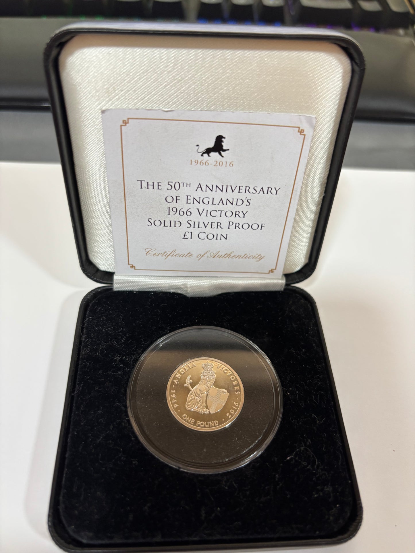 UK 50TH ANNIVERSARY OF ENGLANDS 1966 VICTORY, SOLID SILVER PROOF, £1 COIN,0.925 SILVER, 10.00GRAM, AMAZING CONDITION