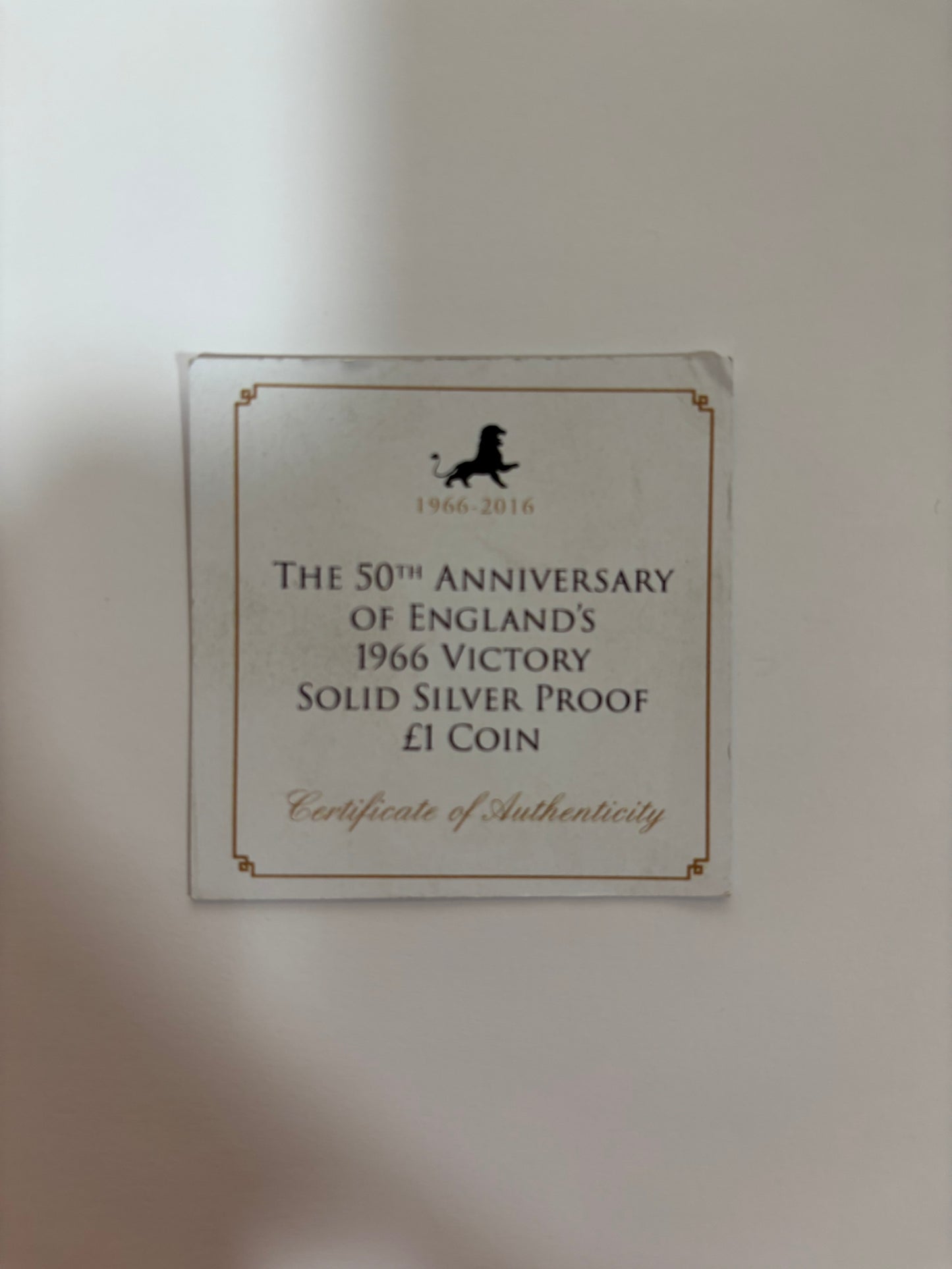 UK 50TH ANNIVERSARY OF ENGLANDS 1966 VICTORY, SOLID SILVER PROOF, £1 COIN,0.925 SILVER, 10.00GRAM, AMAZING CONDITION