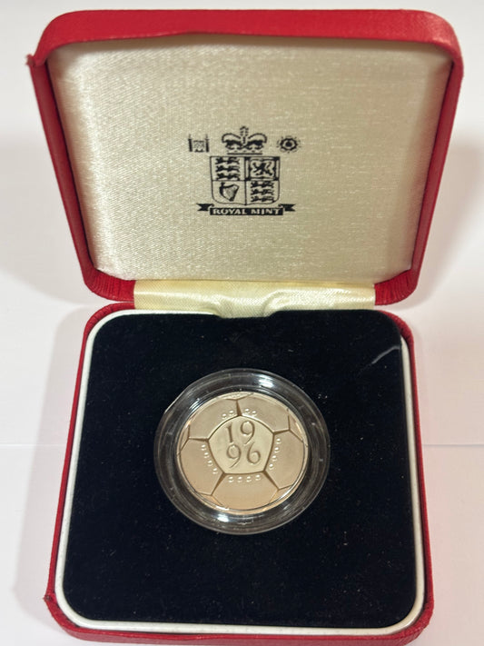 1996 UK EUROS FOOTBALL £2 PIEDFORT SILVER PROOF COIN