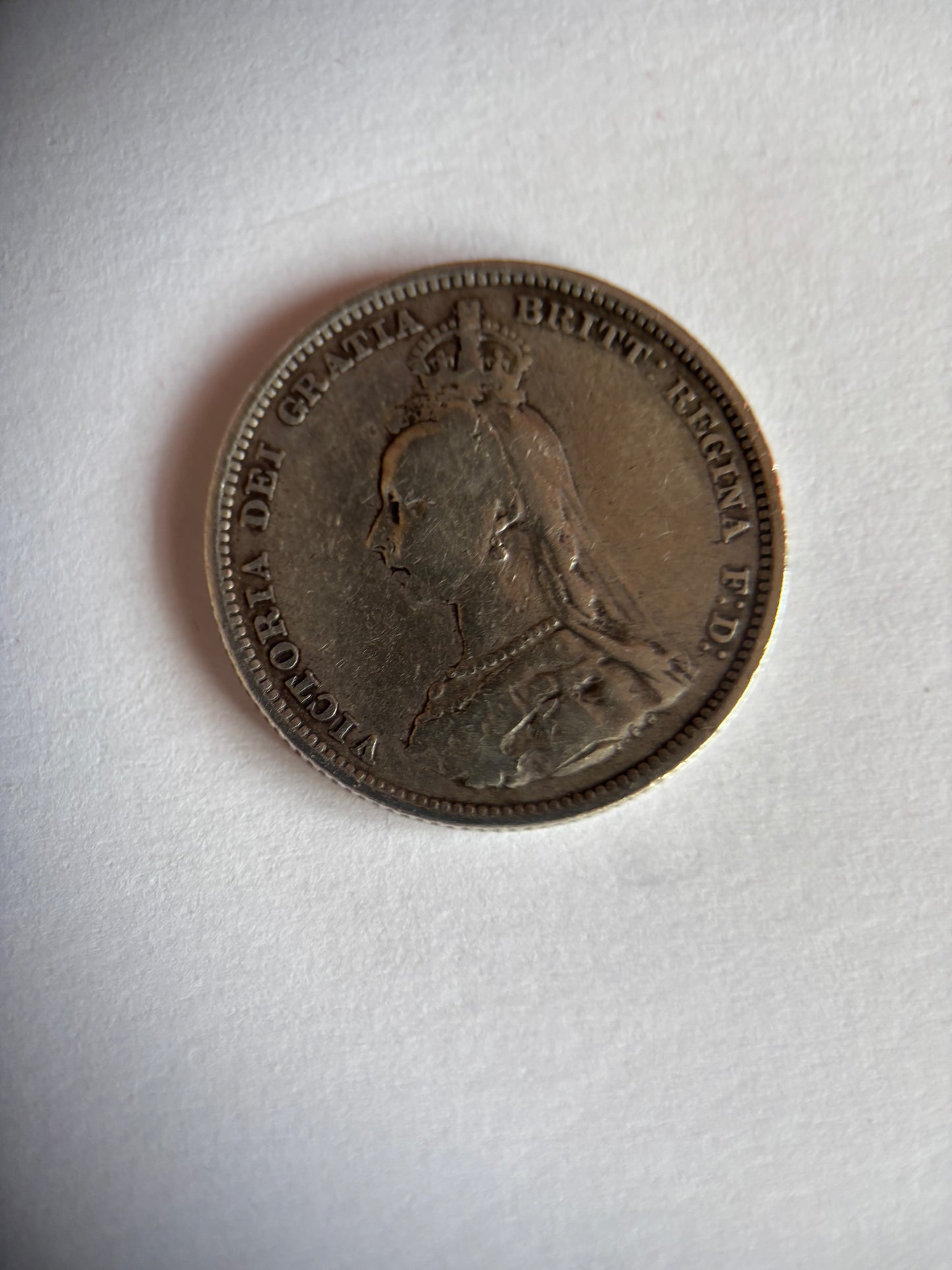 UK 1 SCHILLING, QUEEN VICTORIA, 1887, 0.925 SILVER, VF30 AVERAGE GRADE