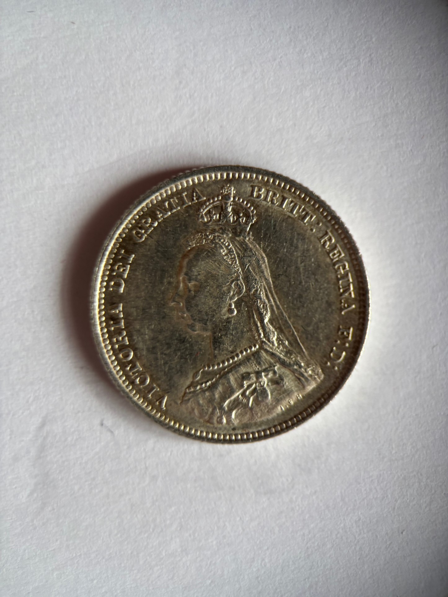 UK 1 SCHILLING, QUEEN VICTORIA, 1887, 0.925 SILVER, XF45 AVERAGE GRADE