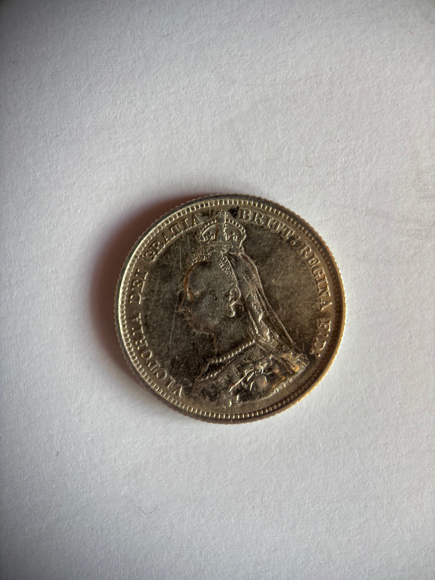 UK 1 SCHILLING, QUEEN VICTORIA, 1887, 0.925 SILVER, VF30 AVERAGE GRADE