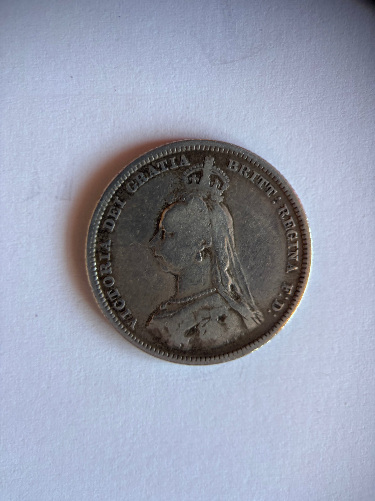 UK 1 SCHILLING, QUEEN VICTORIA, 1887, 0.925 SILVER, VF25 AVERAGE GRADE