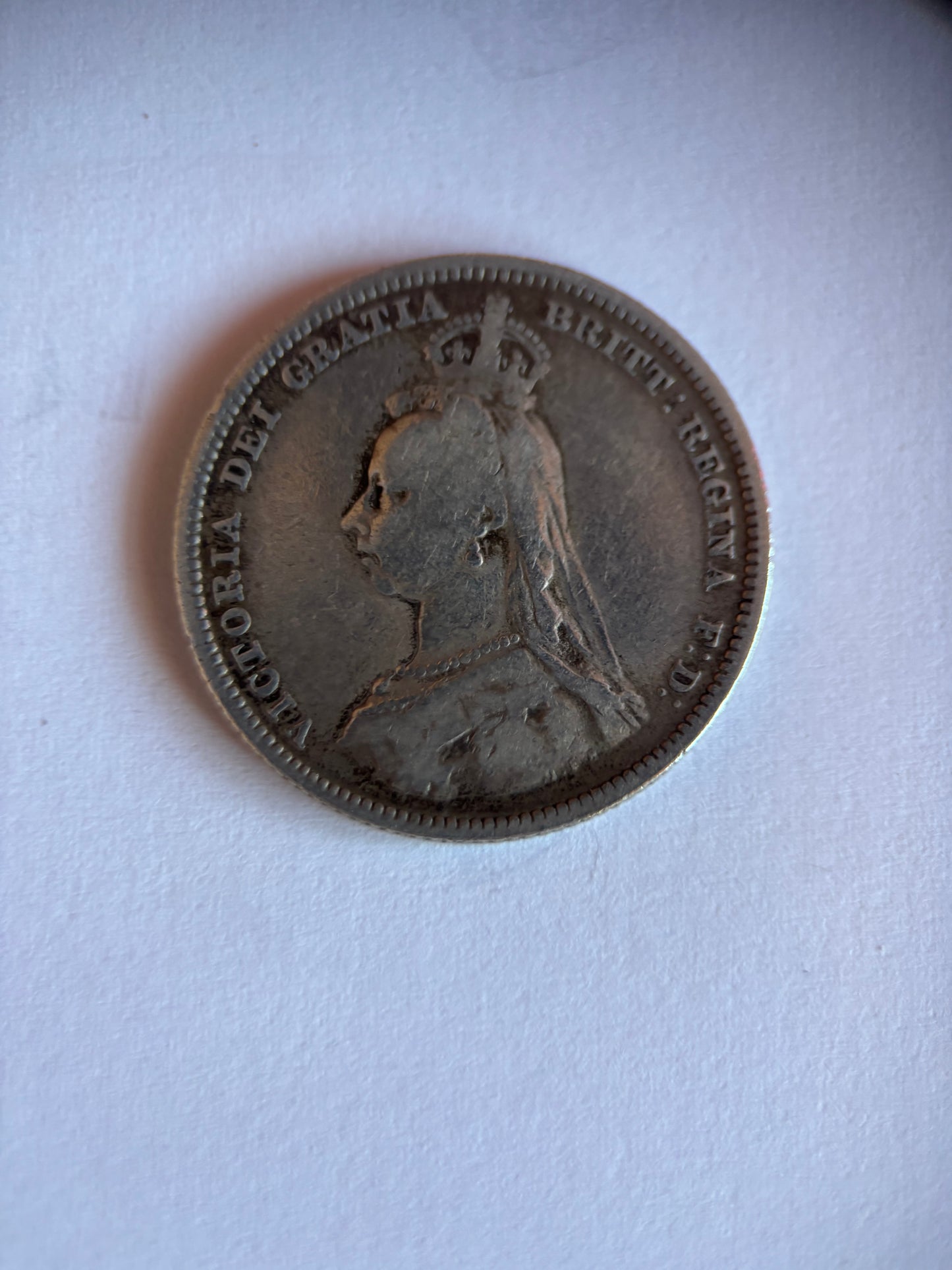 UK 1 SCHILLING, QUEEN VICTORIA, 1887, 0.925 SILVER, VF25 AVERAGE GRADE