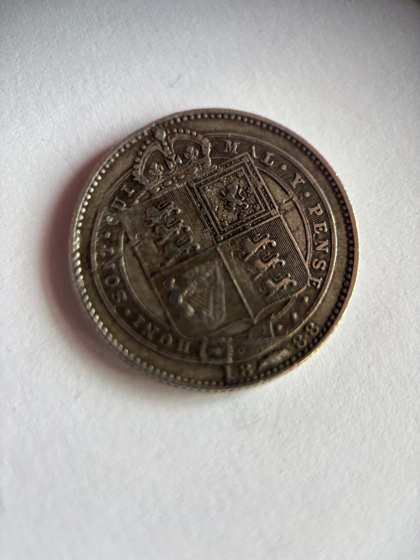 UK 1 SCHILLING, QUEEN VICTORIA, 1888, 0.925 SILVER, VF35 AVERAGE GRADE