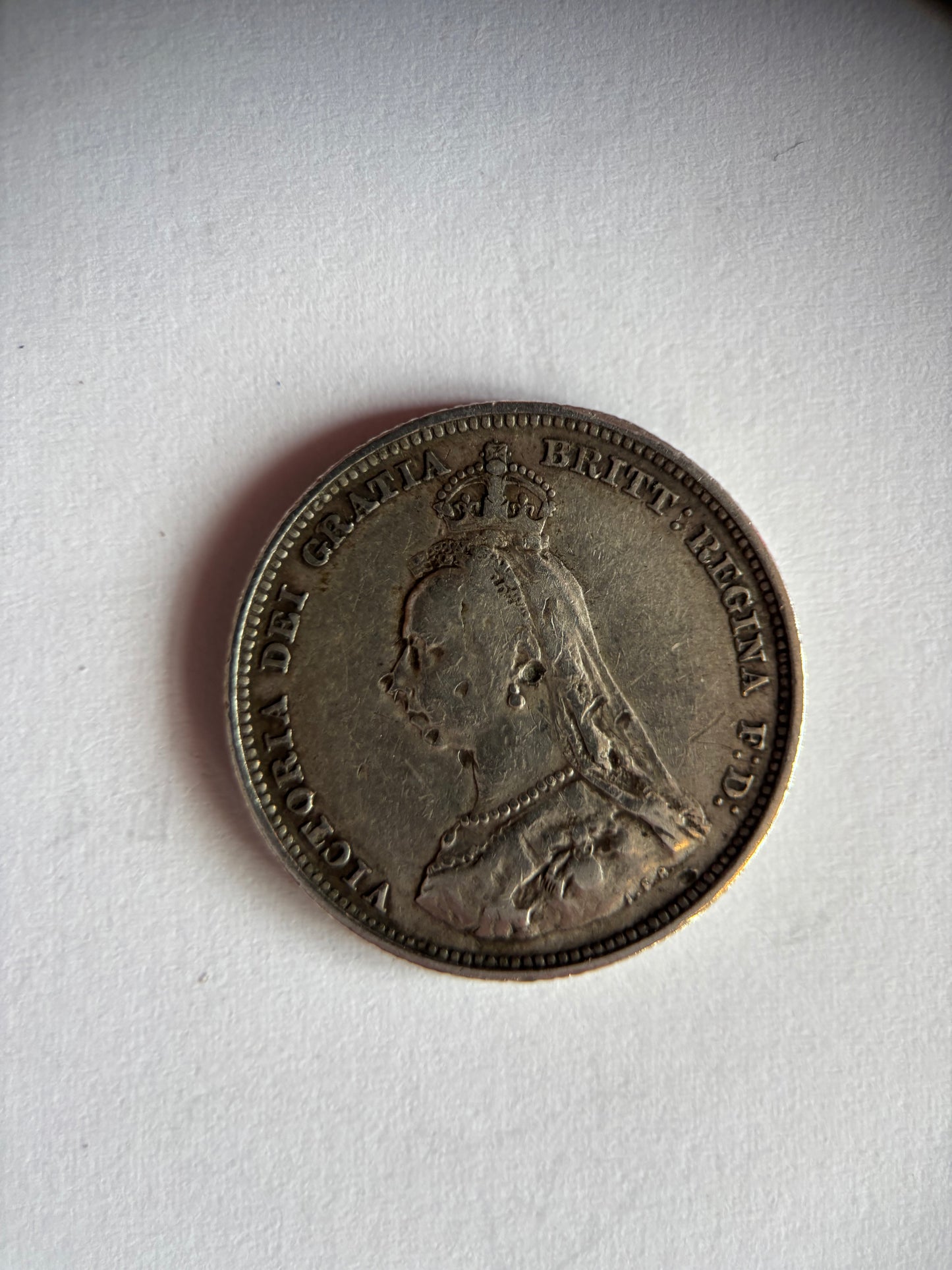 UK 1 SCHILLING, QUEEN VICTORIA, 1888, 0.925 SILVER, VF35 AVERAGE GRADE