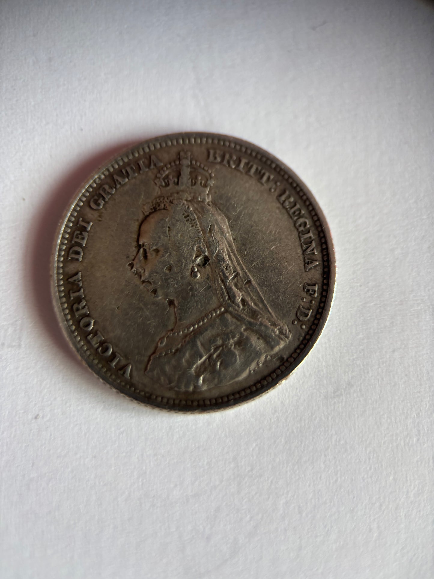 UK 1 SCHILLING, QUEEN VICTORIA, 1888, 0.925 SILVER, VF35 AVERAGE GRADE