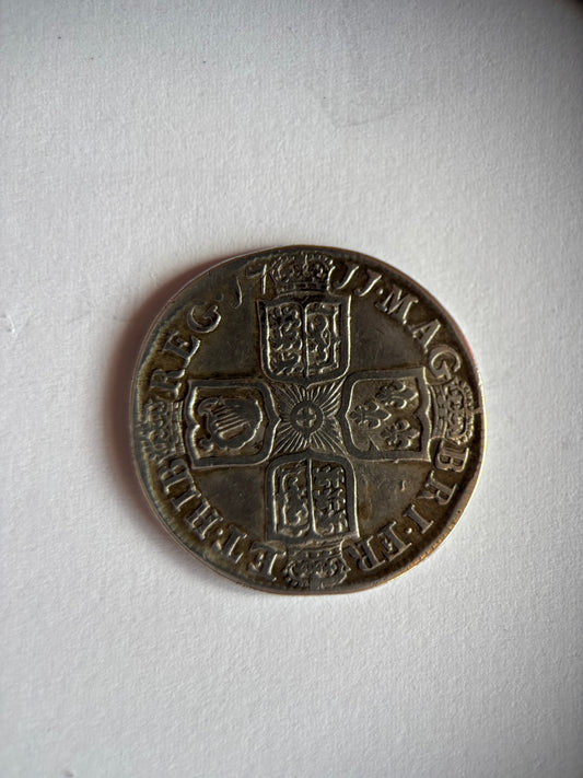 UK 1 SCHILLING, 1711, ANNE, 0.925 SILVER, VF30 AVERAGE GRADE