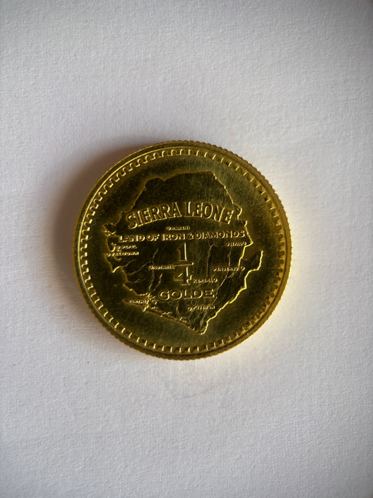 SIERRA LEONE 1/4 GOLDE 5TH ANNIVERSARY OF INDEPENDENCE 1966, 0.900 GOLD, MS63 GRADE