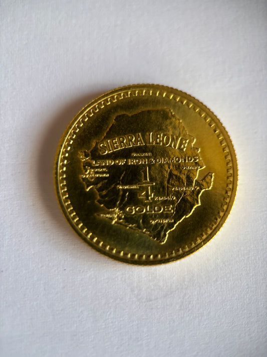 SIERRA LEONE 1/4 GOLDE 5TH ANNIVERSARY OF INDEPENDENCE 1966, 0.900 GOLD, MS63 GRADE