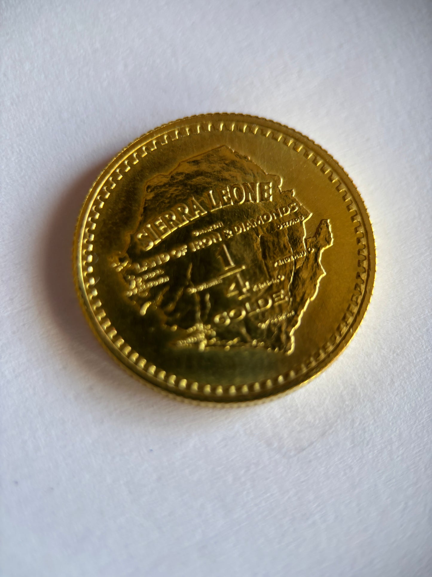 SIERRA LEONE 1/4 GOLDE 5TH ANNIVERSARY OF INDEPENDENCE 1966, 0.900 GOLD, MS63 GRADE