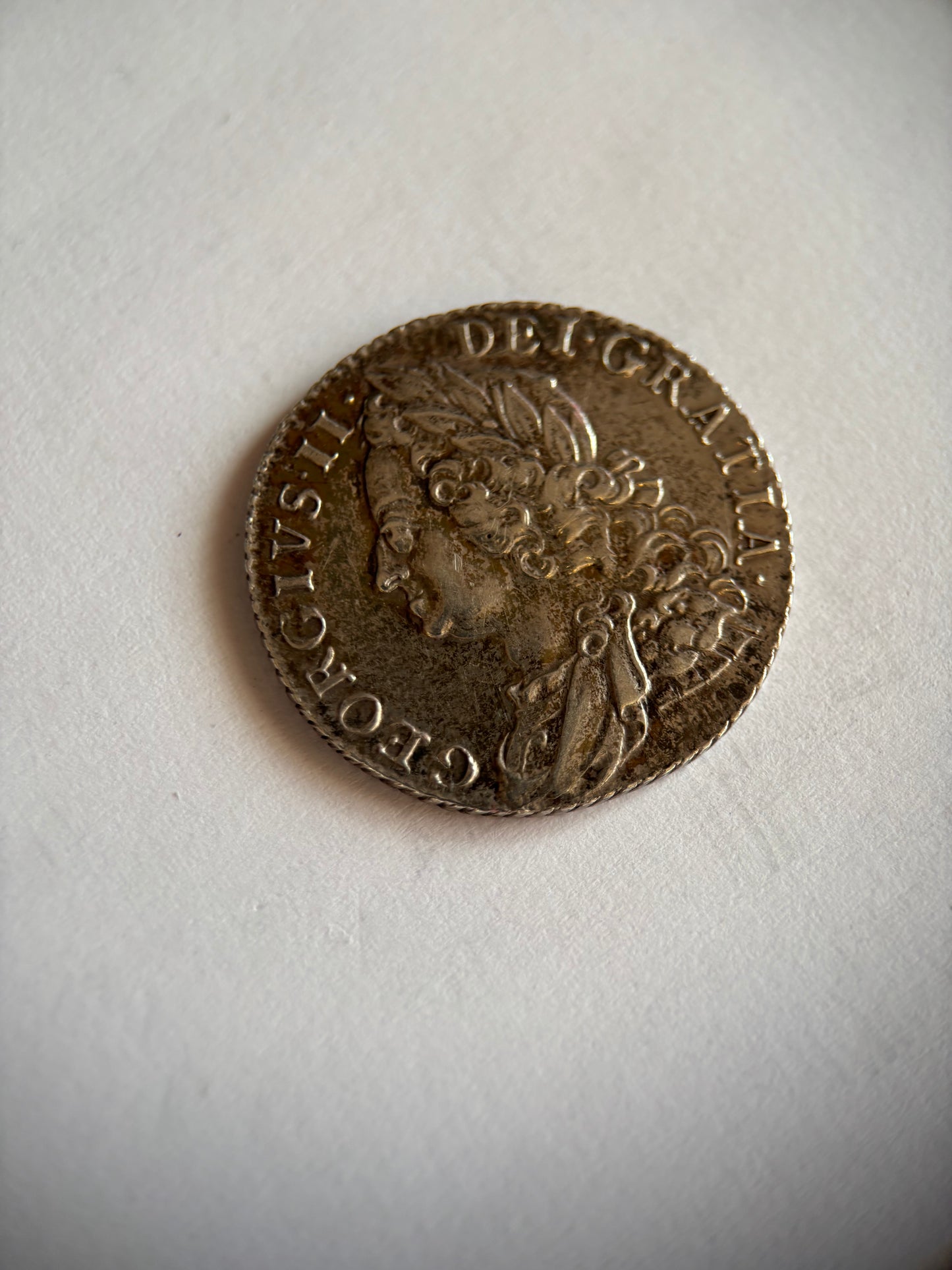 UK 1758 1 SCHILLING, GEORGE II, 0.925 SILVER, VF35 AVERAGE GRADE